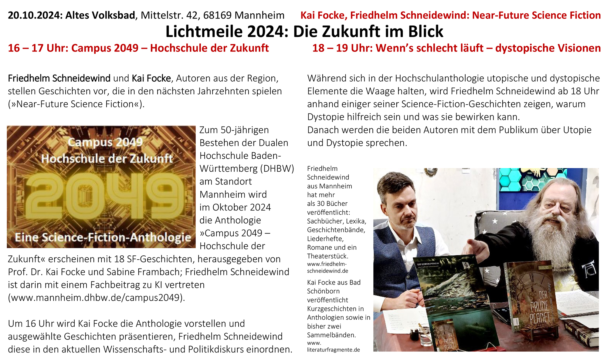 Lesung Schneidewind+Focke - LICHTMEILE 2024